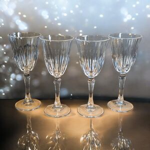4 Recital Wine Crystal Glasses Goblets Royal Crystal Rock 7.5"